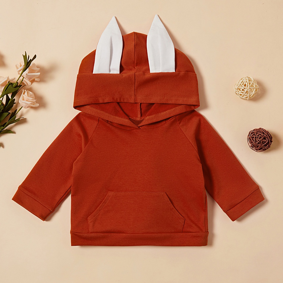 Baby Boy / Girl Adorable Ear and Tail Decor Solid Hooded Coat